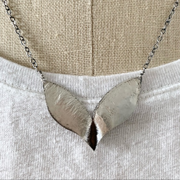Artisan Sterling Silver Hammered Sculpted Necklace - Picture 8 of 8